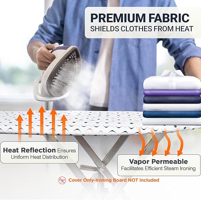 Ironing Board Cover and Pad 15"x54" Extra Thick Natural Cotton, Scorch and