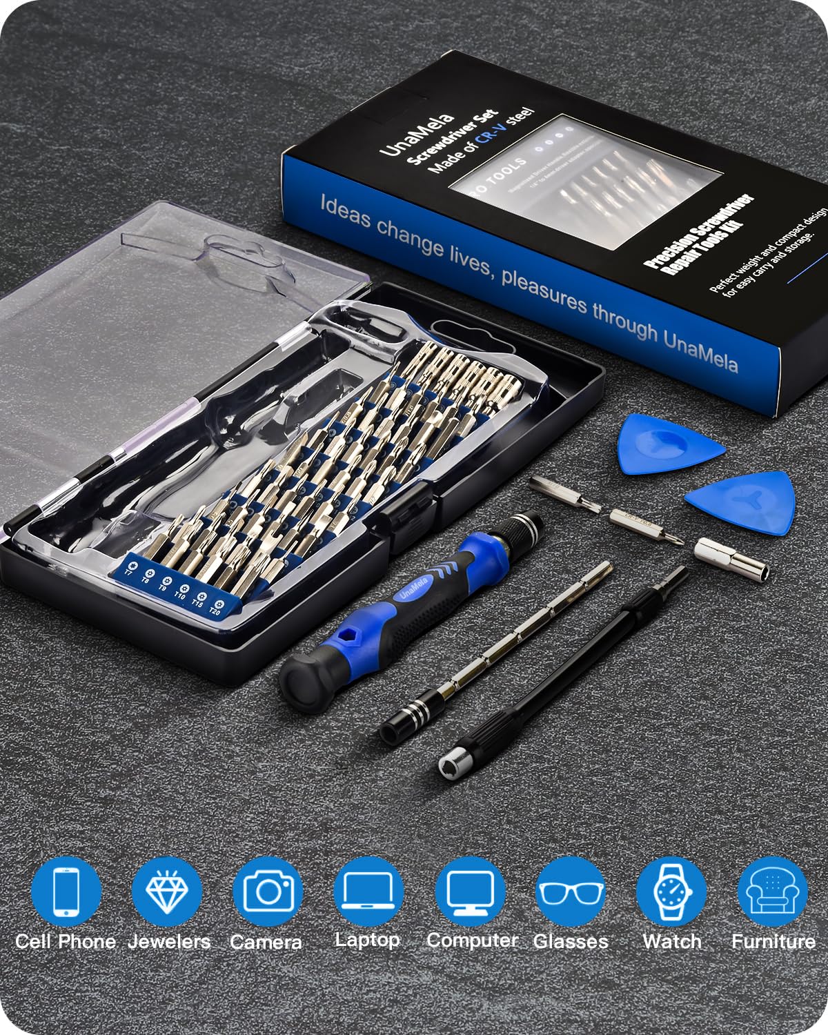 UnaMela Electronics Precision Screwdriver Set: 61 in 1 Small Magnetic Repair Tool Kit Mini Screw Driver with Case for Computer, Laptop, PC, iPhone, Xbox, PS4/5, Controller, Gamer Tech Gifts for Men