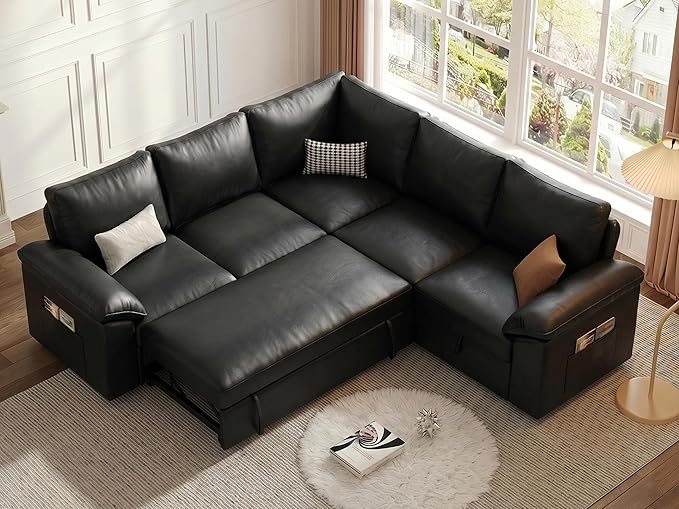 85 Inch Faux Leather Modular Sectional Sofa
