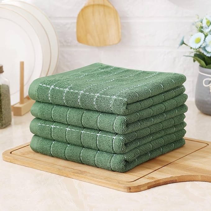 Homaxy 100% Cotton Terry Kitchen Towels, Checkered Designed, Soft and Super