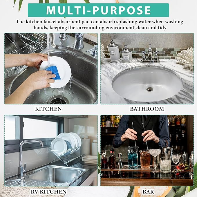Tioncy 2 Pcs Faucet Mat Sink Splash Guard Oval-hole Oval Splash Pad