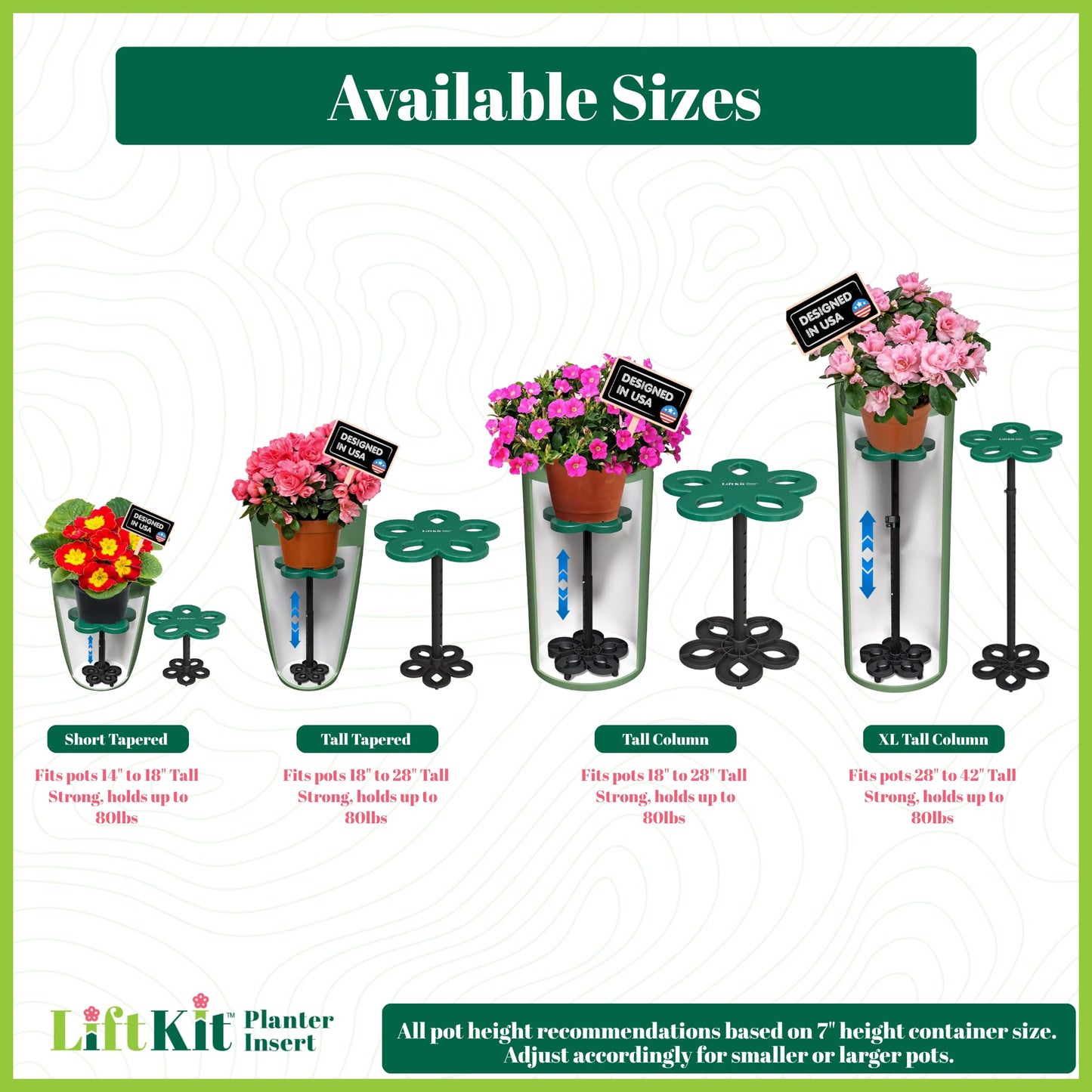 Lift Kit Planter Insert Tall Tapered Plant Riser Fill Bottom of Tall Flower Pots and Large Plant Containers | Indoor and Outdoor (11-17” Rise, 6" Base, 10" Top)
