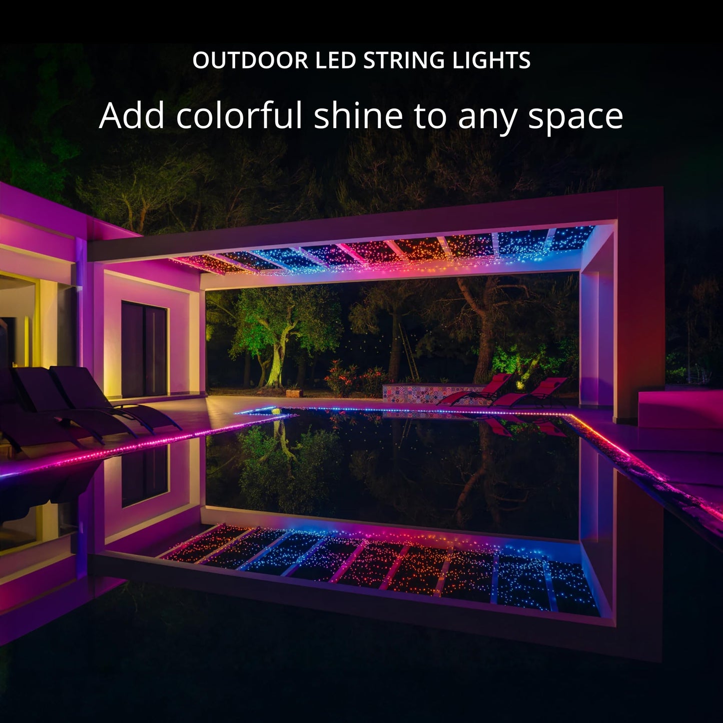 Twinkly Strings 400 LED RGB+White, LED Light String, in- and Outdoor Smart Multicolor LED Lights, Mappable LEDs, Compatible with Alexa, and Google Home, IP44, Green Wire, 105ft