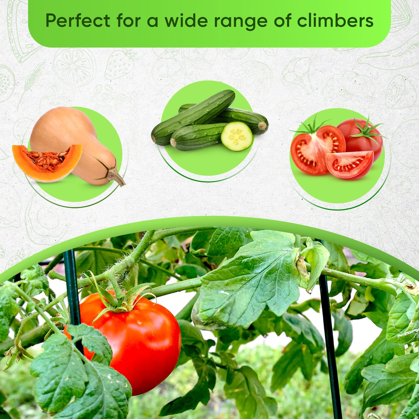 GOLETIO Cucumber Trellis for Raised Bed - 35" x 55" Garden Trellis for Climbing Plants Outdoor - A Frame Trellis for Climbing Vegetables with Plant Support Clips and Gloves