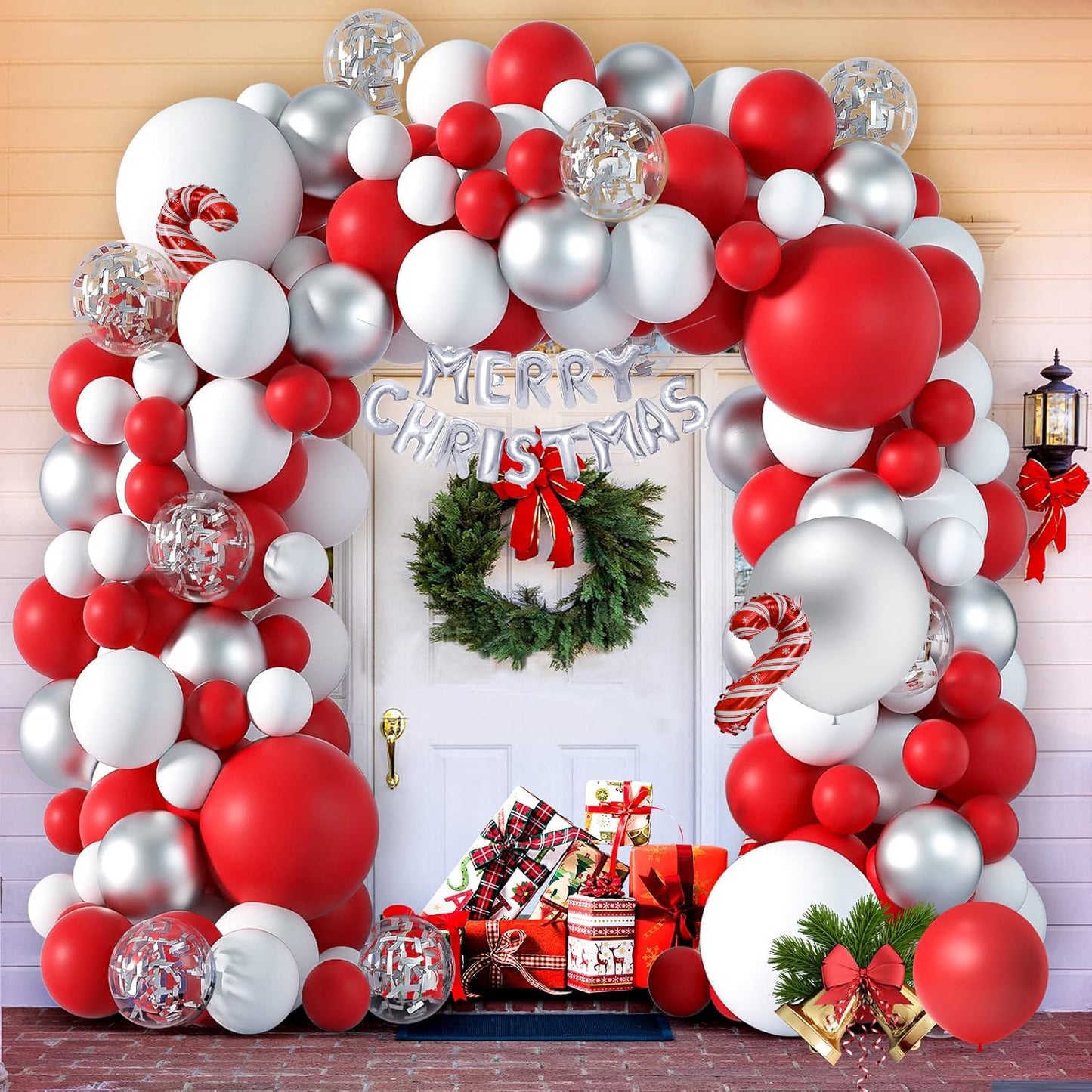 Christmas Balloon Arch Kit Christma Red And White Balloon Garland Kit With Gift Box Balloons Merry christmas Foil Balloons For Christmas Party Decorations Xmas Holiday New Year Party Supplies