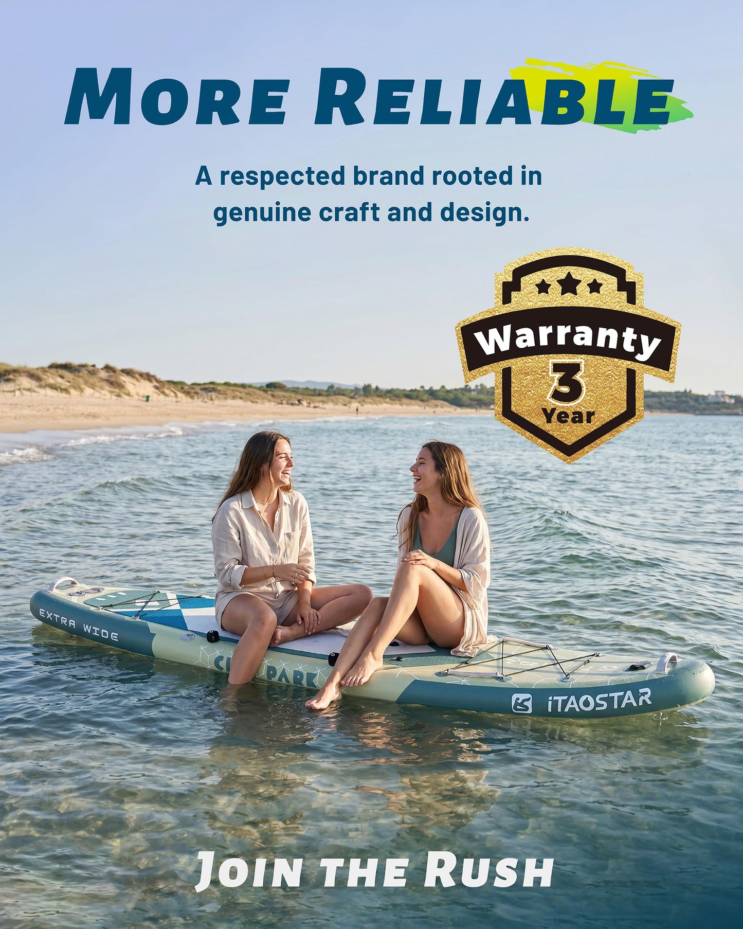iTAOSTAR C03C 35" Super Wide Paddle Board, More Fun Inflatable Paddle Board with 5 Fins,12 Foot Stand Up Paddle Board with Premium SUP Accessories for Adults of All Skill Levels