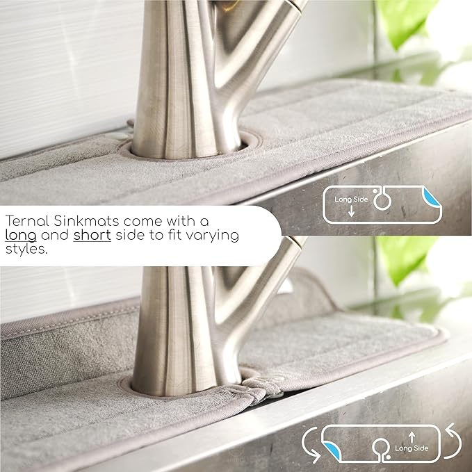 Ternal Original SINKMAT 24in XL Faucet Splash Guard Extra Long Microfiber Sink