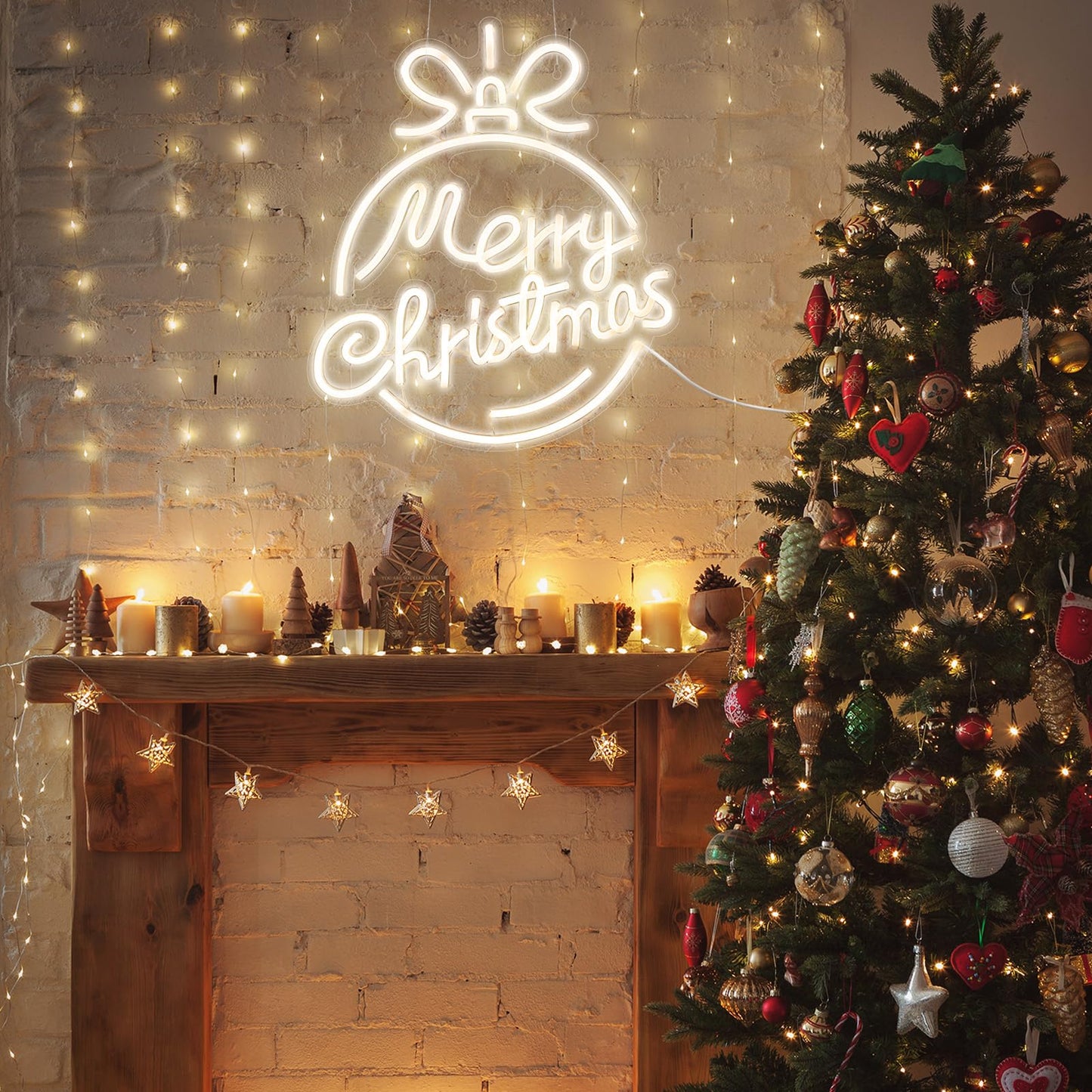 Xuhal Merry Christmas Neon Signs Acrylic Neon Light White Merry Christmas LED Light USB Powered Led Sign for Wall Decor Party Room New Year Wedding