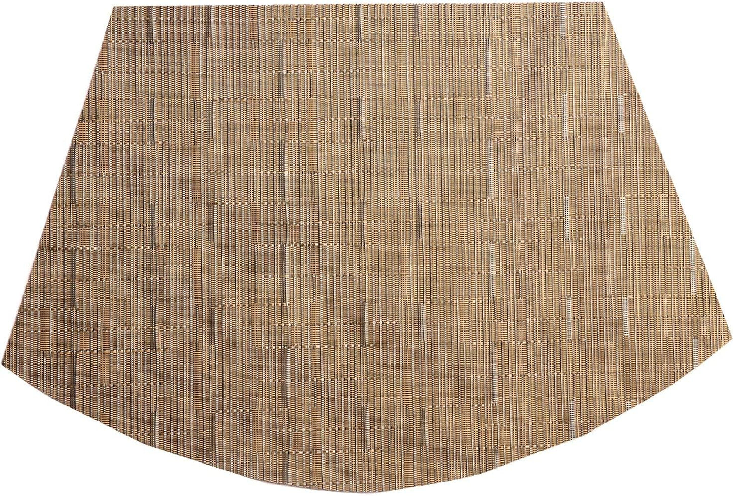 SHACOS Round Table Placemats Set of 4 Wedge Shape Woven Vinyl Place Mats Heat Resistant Wipe Clean Round Table Mats Home Table Decor (4, Tan)