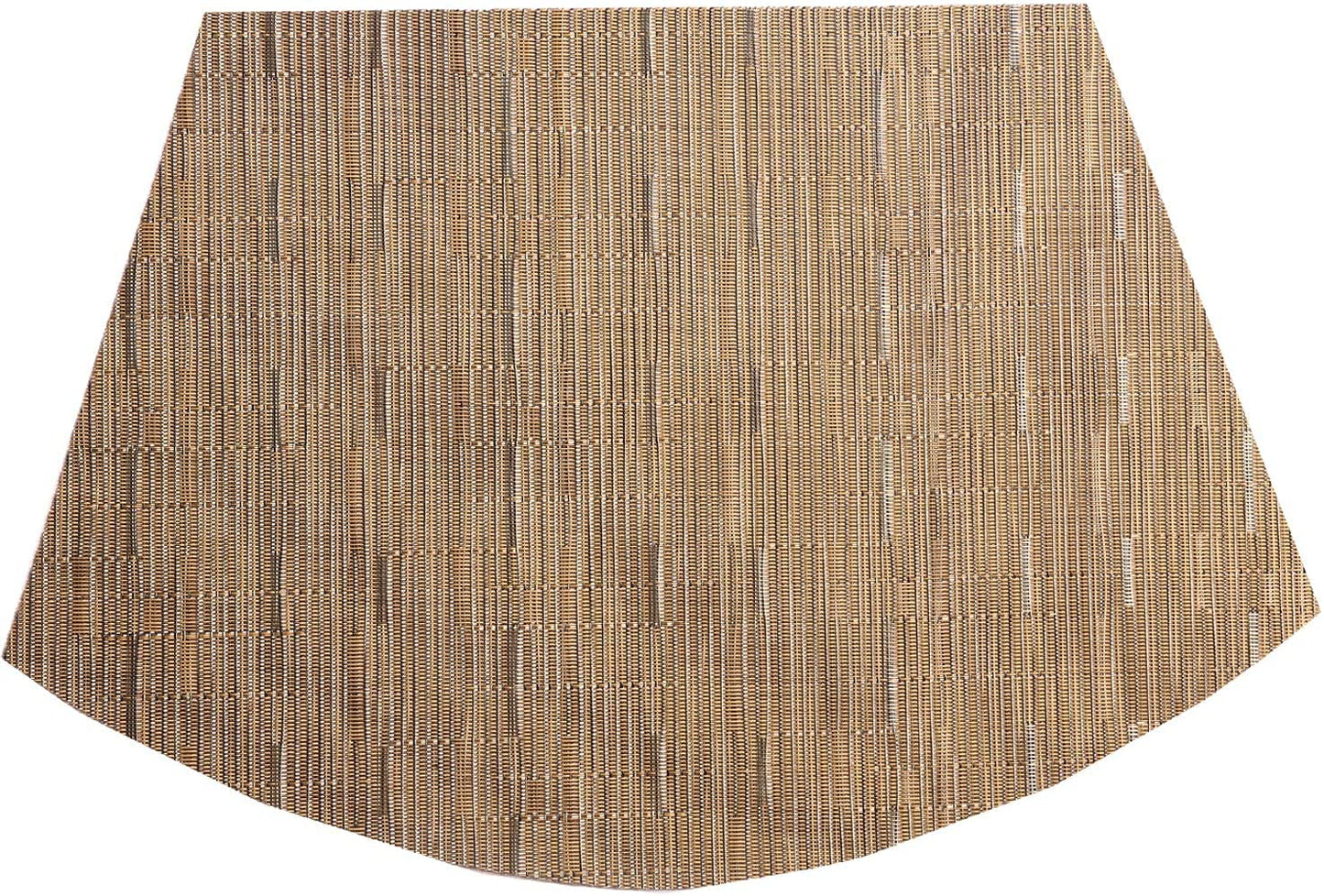 SHACOS Round Table Placemats Set of 4 Wedge Shape Woven Vinyl Place Mats Heat Resistant Wipe Clean Round Table Mats Home Table Decor (4, Tan)