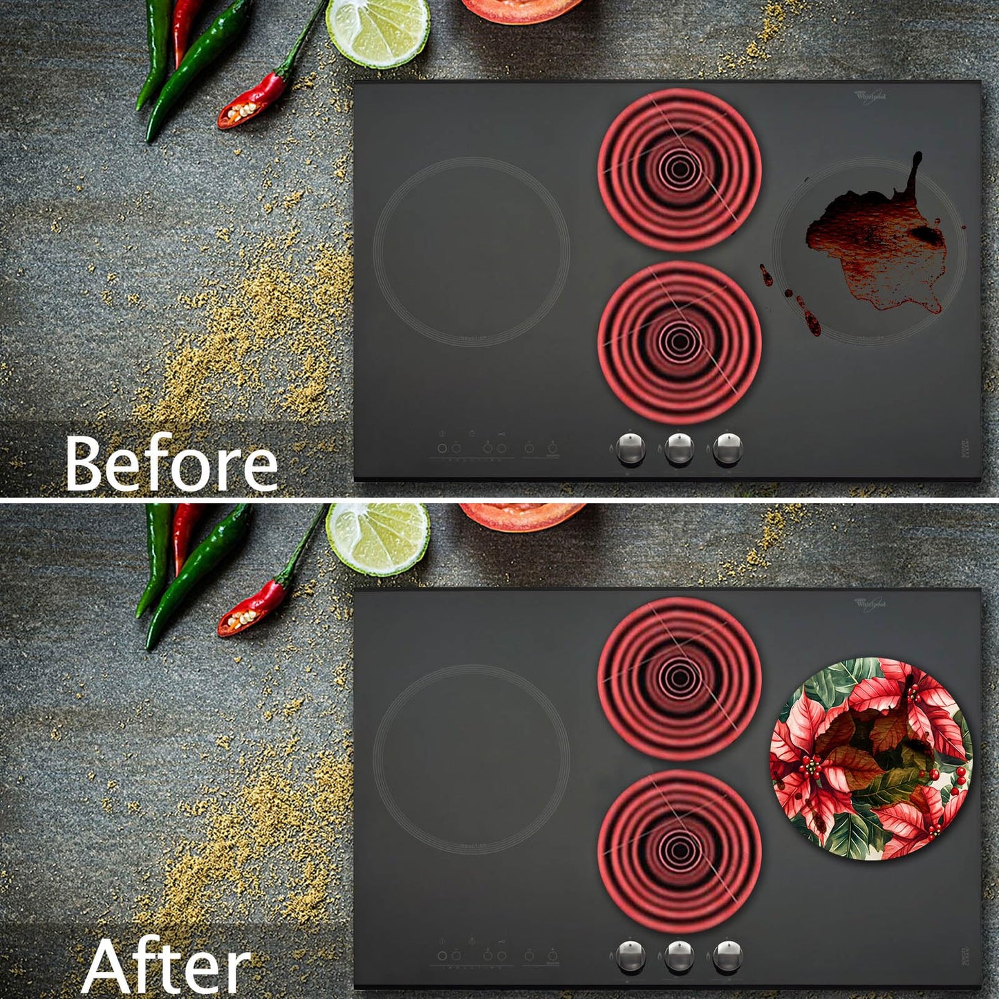 Tucocoo Christmas Electric Stove Burner Covers,4 Pcs Holiday Decor Round Stove Burner Cover,8 Inches and 10 Inches,Santa Claus Gas Stove Burner Cover,Metal Cooktop Kitchen Decorative