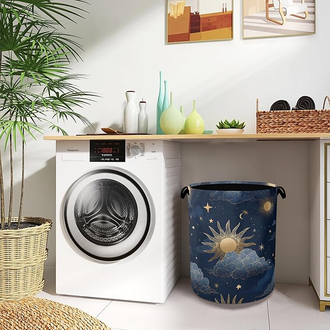 Sun Moon Stars Laundry Basket, Oxford Cloth Laundry Hamper