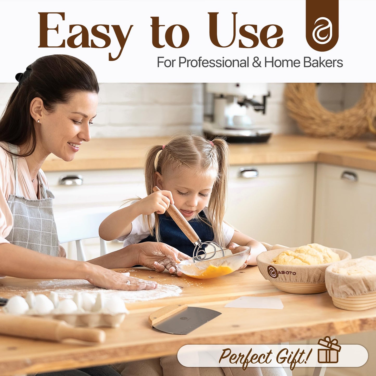 Banneton Bread Proofing Basket Set – Sourdough Bread Making Kit with Handcrafted 9″ Round & 10″ Oval Rattan Baskets and Professional Sourdough Tools