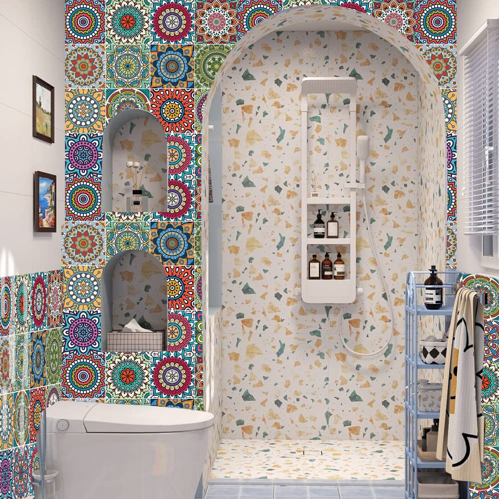 16Pcs Decorative Tile Stickers, Peel and Stick Backsplash, 6"x6" inches Self Adhesive Removable Waterproof for Walls Stickers, Vinyl Stickers for Kitchen Backsplash, Bathroom, Stairs,Stick on Tiles.