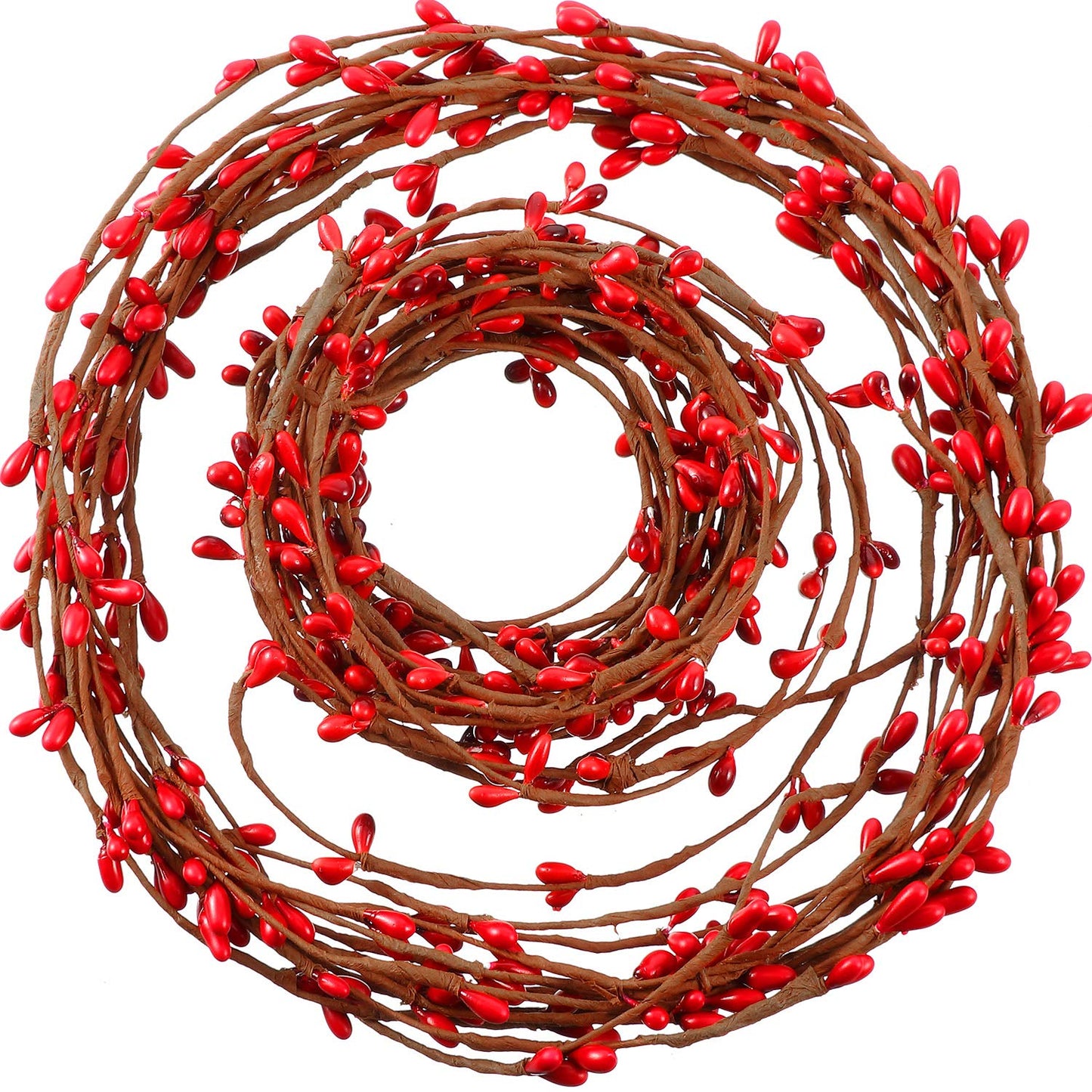 Gejoy 2 Rolls 40 Feet Double Pip Berry Garland Floral Craft Country Pip Berry Garland Floral Craft Decor, Artificial Christmas Decoration (Red)