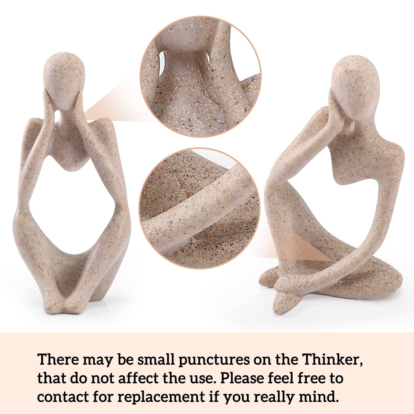 Winshall Thinker Statues and Sculptures,Sandstone Resin Thinker Statue Ornaments, Abstract Style Sculptures, Housewarming Gifts, Home Decorations, Living Room Desk Decor (Sandstone)