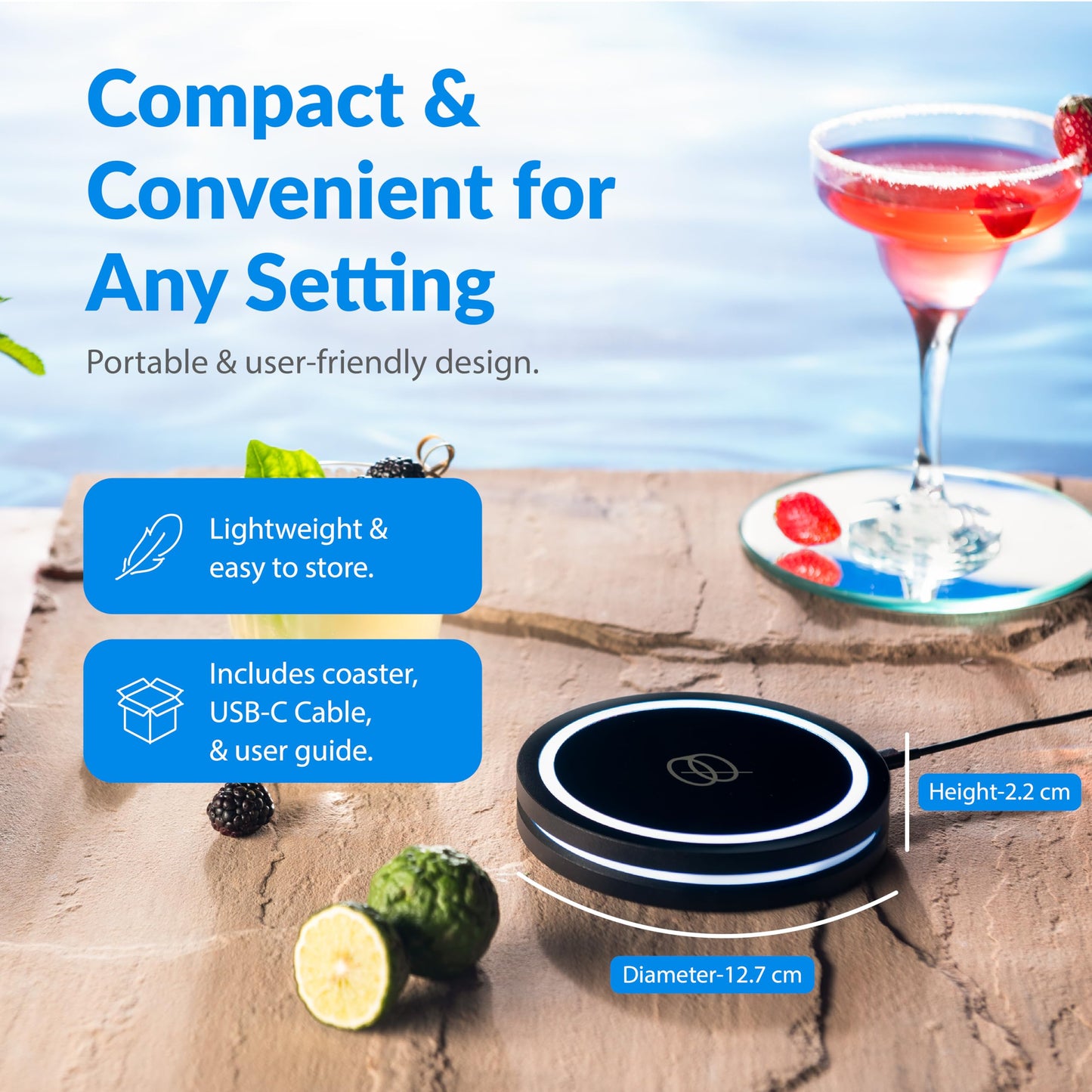 Barsys Smart Coaster 2.0: Learn How to Mix Perfect Drinks, Portable Cocktail Mixer with 1000+ Recipe, Cocktail and Mocktail Drink Maker, AI-Powered and App-Enabled Drinks