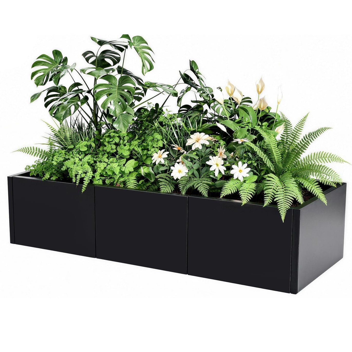 Outdoor Metal Planter Box,51" x 18" x 12" Large Rectangular Metal Planter Box,Heavy Duty Steel Raised Garden Bed with Drainage Holes, Snap-on Assembly, Outdoor Planter for Patio, Balcony, Garden