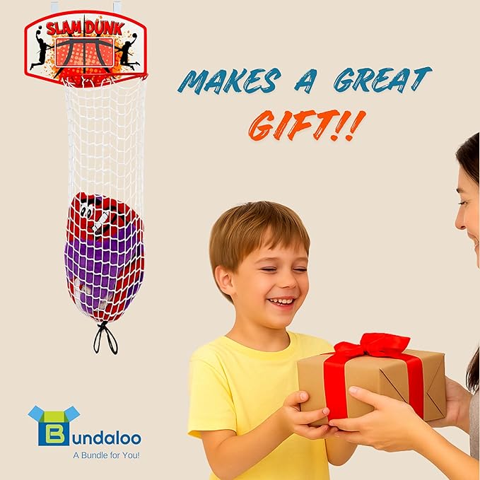 Bundaloo Basketball Laundry Hamper – Over-the-Door Hanging Hoop