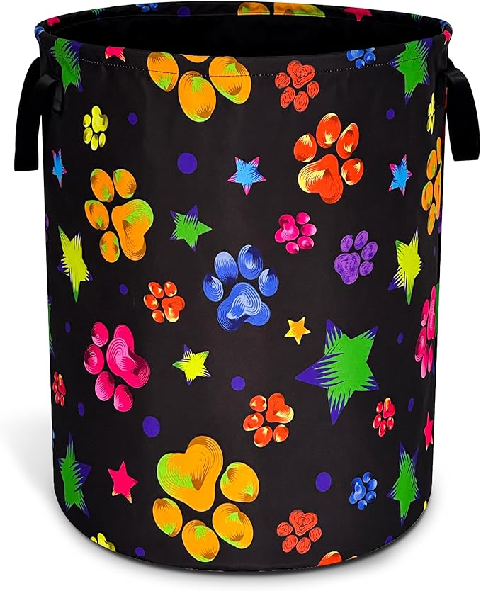 Cat Dog Paw Print Laundry Basket Funny Pet Oxford Cloth Laundry Hamper