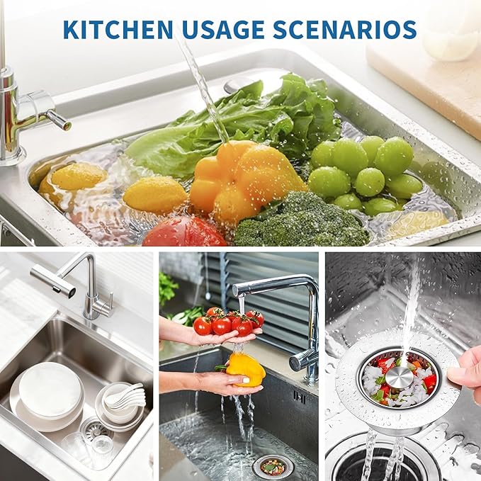 The Ultimate Kitchen Sink Solution: 3-in-1 Drain Strainer & Stopper. 304