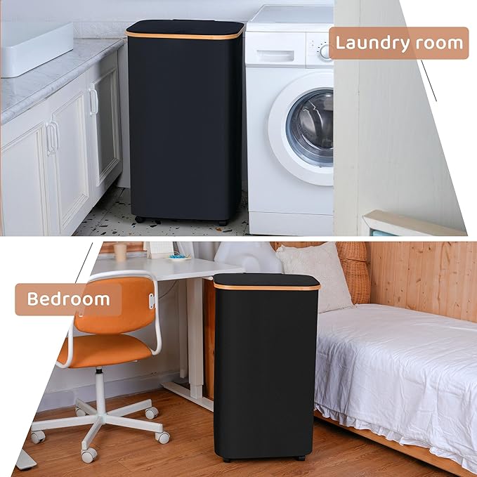 110L Laundry Basket with Wheels, Clothes Hamper