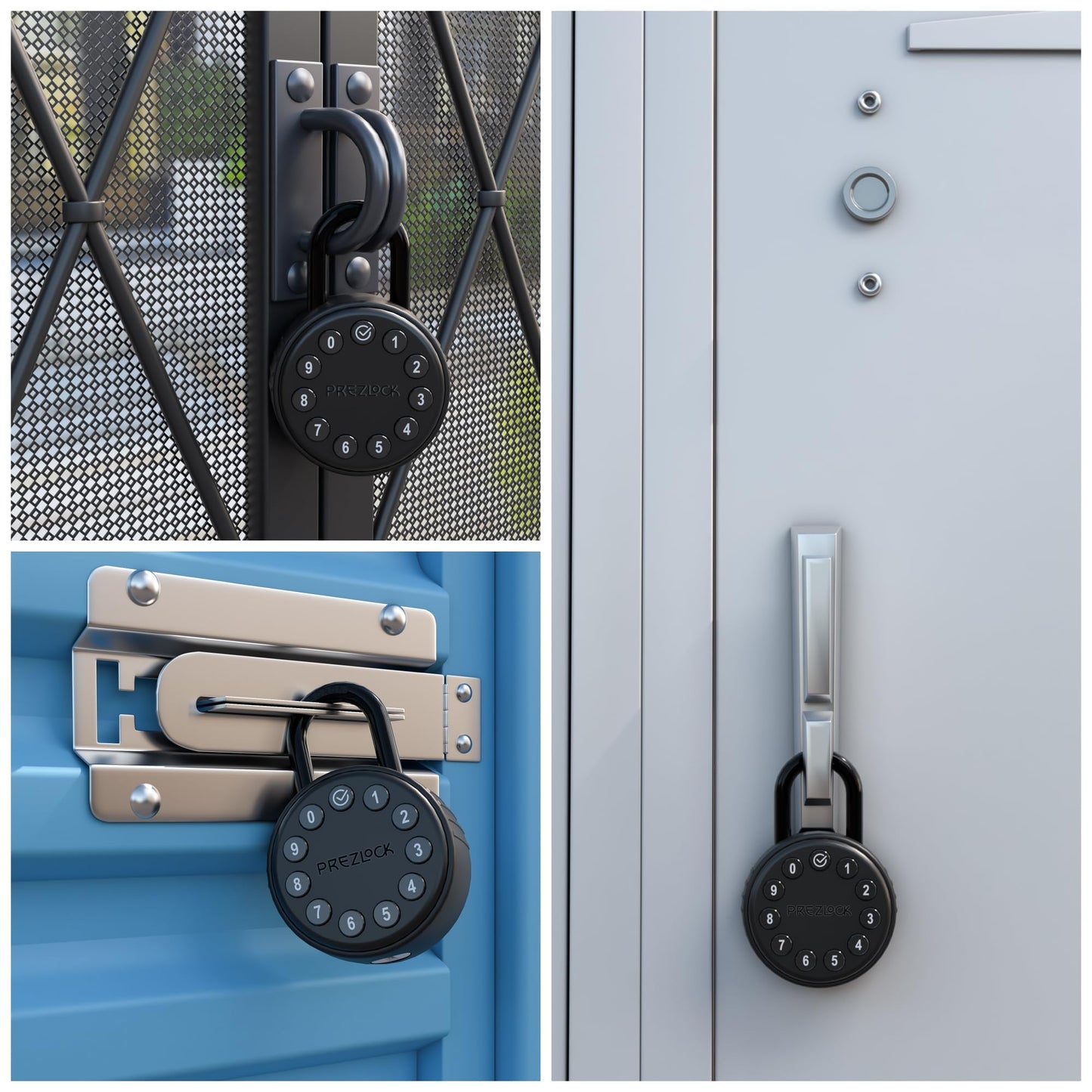 Prezlock, Electronic Combination Padlock with Key Backup, Suitable for Outdoor and Heavy Duty uses, Water Resistant, IP65 Weatherproof.