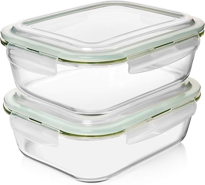 Razab 10 Cups/ 80 Oz 4 Pc Glass Food Storage Containers