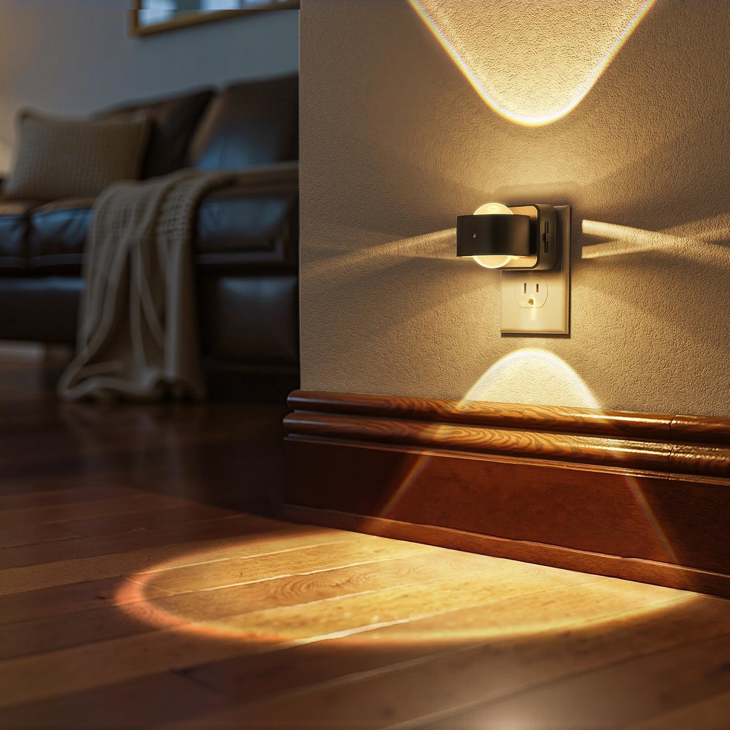 Briignite Night Light Projector, LED Night Lights Plug into Wall, 180° Rotating Night Light for Kids, Dusk to Dawn Sensor, 0-150LM Dimmable, Warm White Ambient Lighting for Bathroom, Gifts