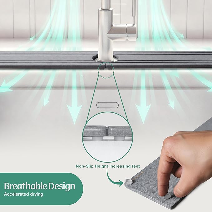 Stone Faucet Mat for Kitchen Sink Splash Guard 15.7" x 3.9"