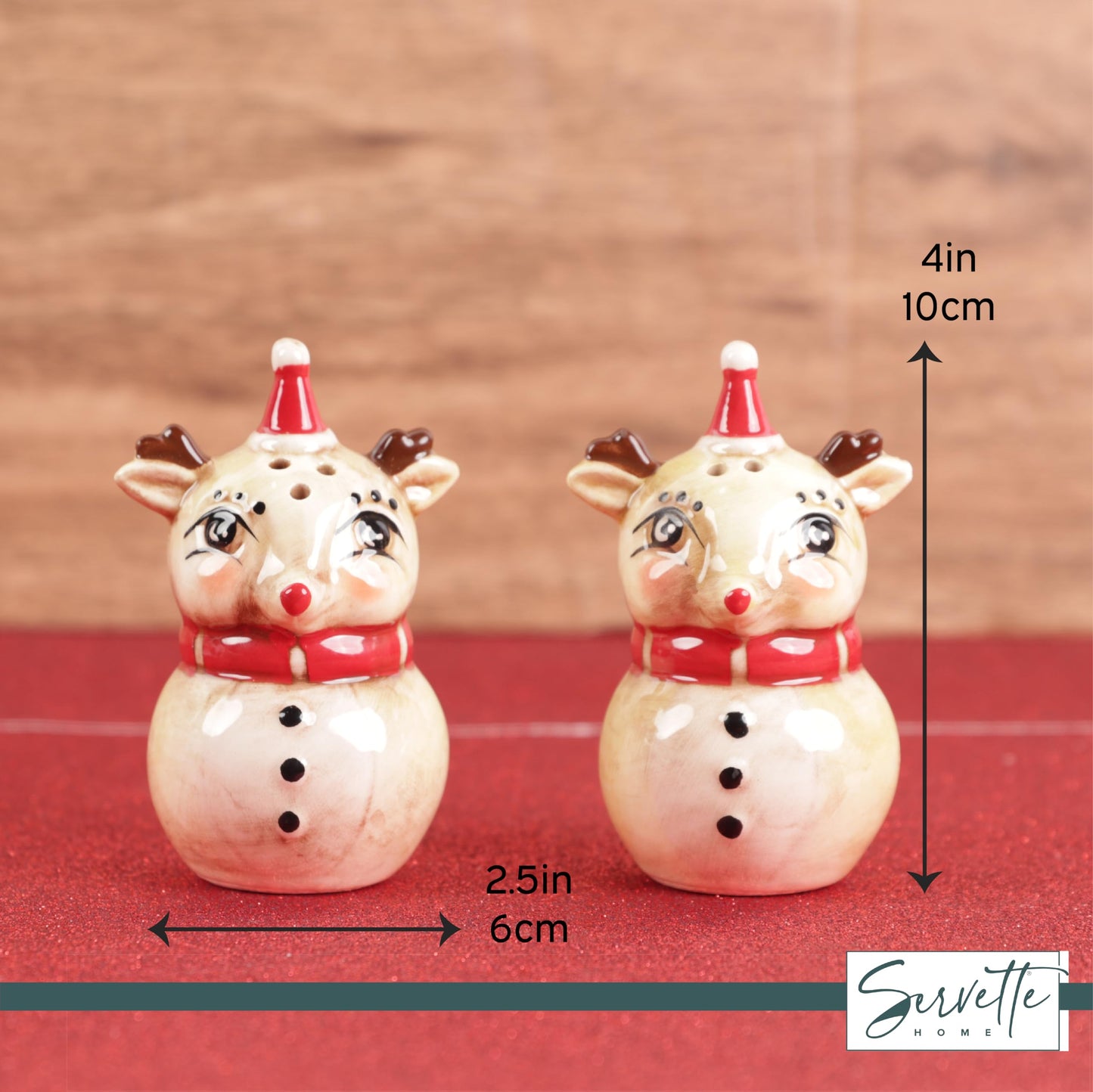 Christmas Holiday Salt and Pepper Shaker Set - Nostalgic Reindeer