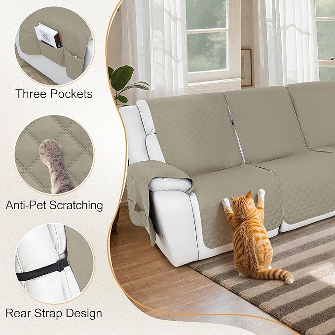 HDCAXKJ 100% Waterproof Reclining Sectional Couch Covers L Shape Recliner Sofa