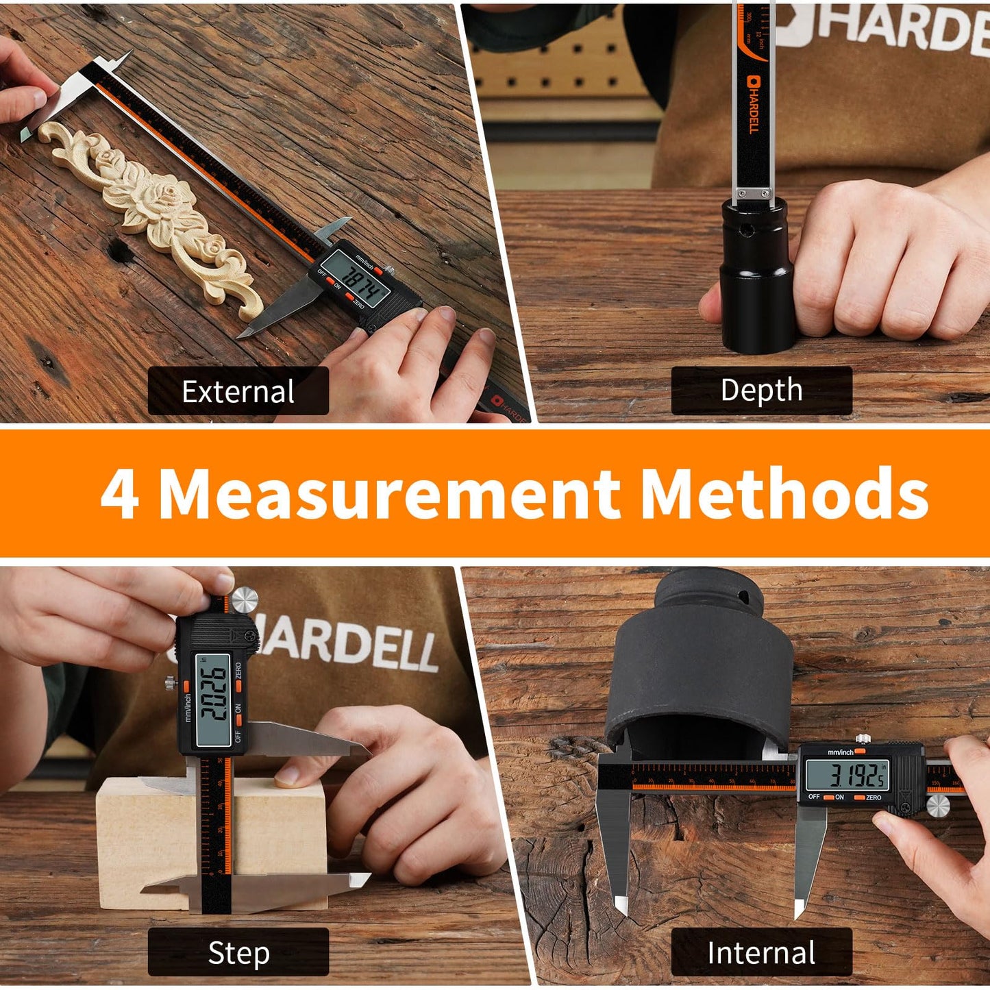 HARDELL Digital Caliper 12 Inch, Stainless Steel Caliper Measuring Tool with Large LCD Screen, Auto-Off Feature, Inch/Millimeter, Electronic Vernier Caliper for DIY, Jewelry, Parts, 3D Printing