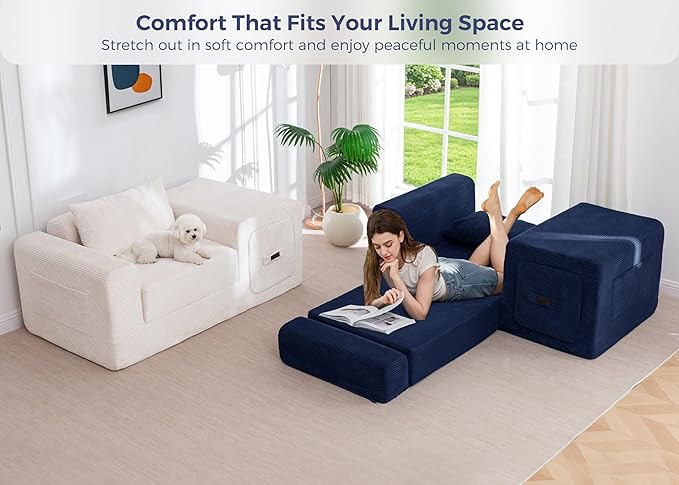 MAXYOYO Folding Sofa Couch, Convertible Floor Sofa
