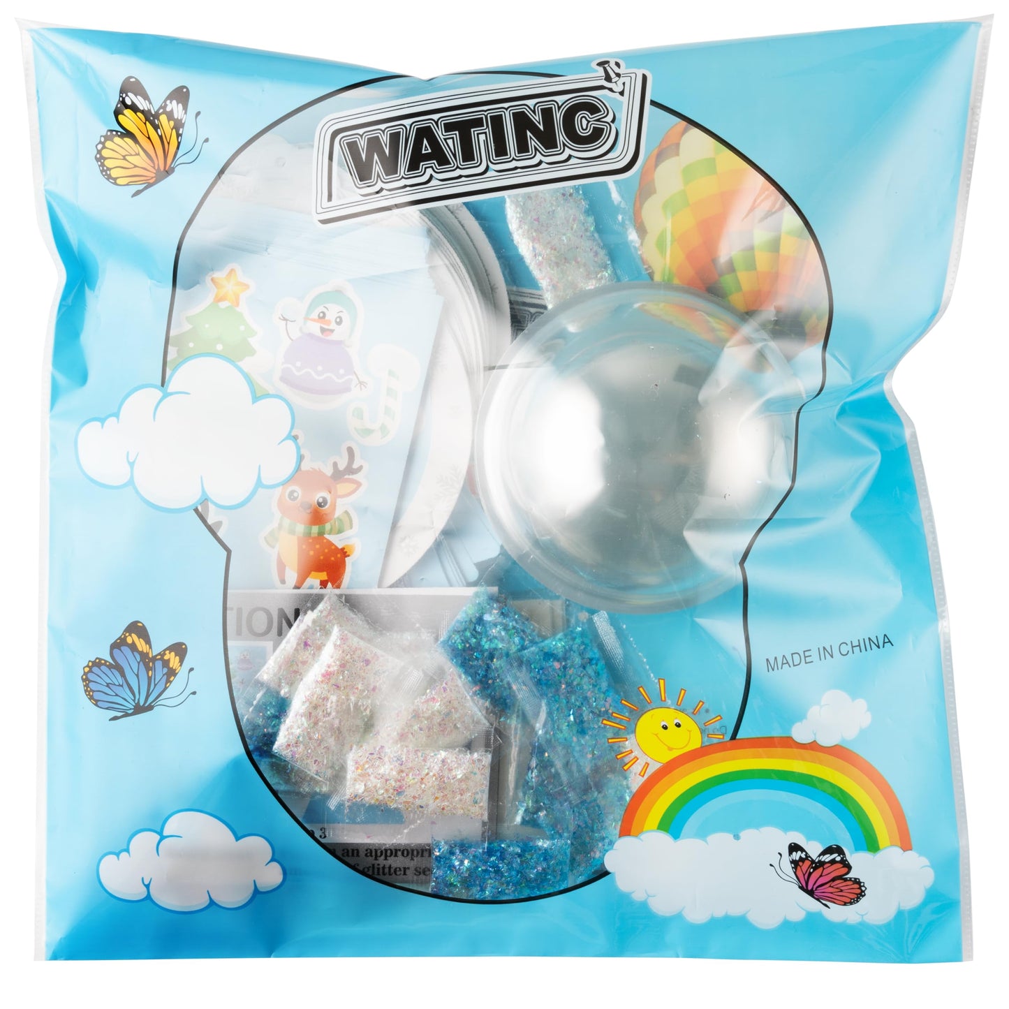 WATINC Christmas DIY Shaking Ornament Snow Globe Craft Kit, 20Pcs Winter Snowglobe Hanging Ornaments with Glitter Sequins Sugar Paper, Snowman Tress Hanging Craft Decor for School (Winter Snowflakes)