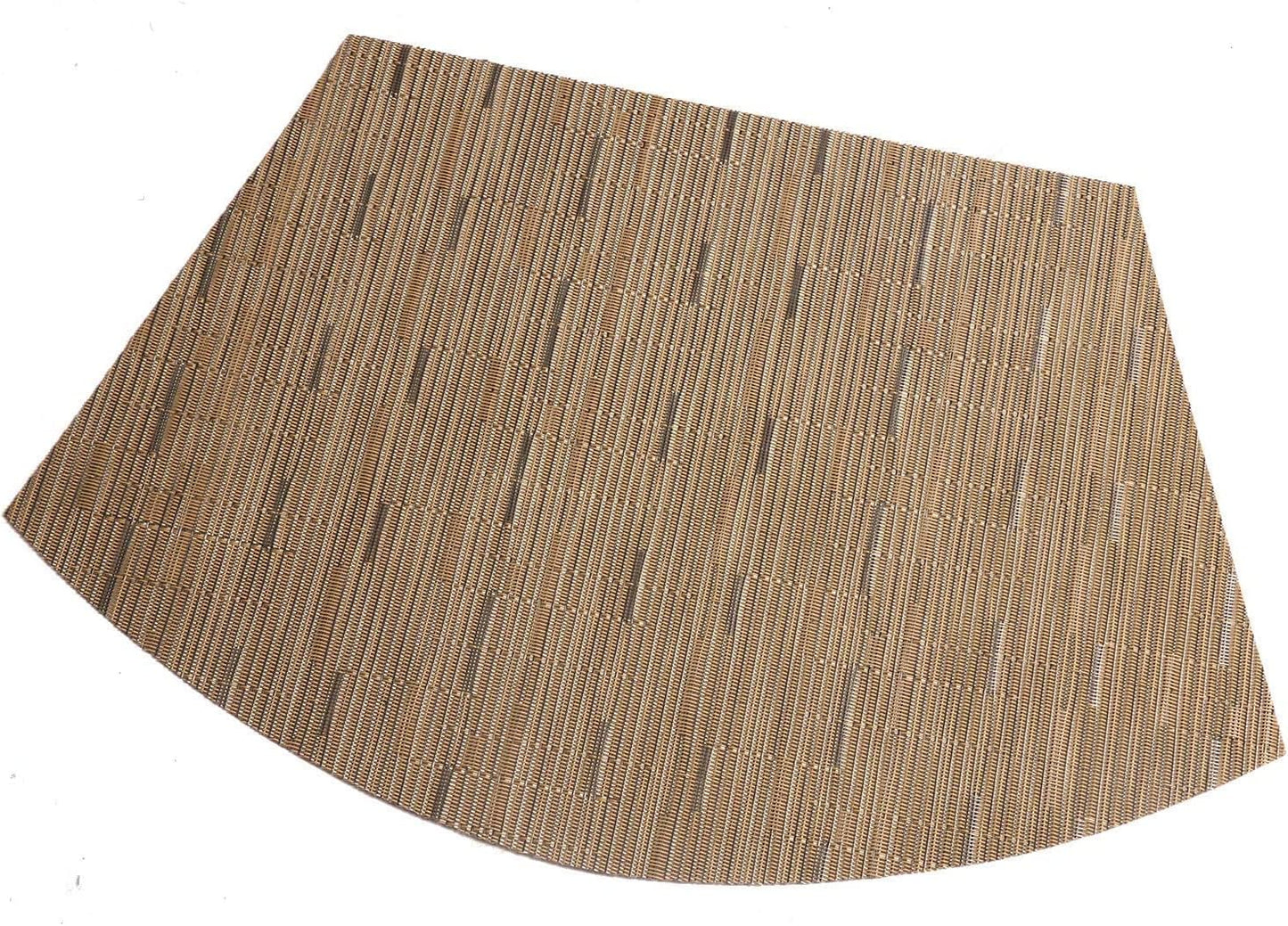 SHACOS Round Table Placemats Set of 4 Wedge Shape Woven Vinyl Place Mats Heat Resistant Wipe Clean Round Table Mats Home Table Decor (4, Tan)