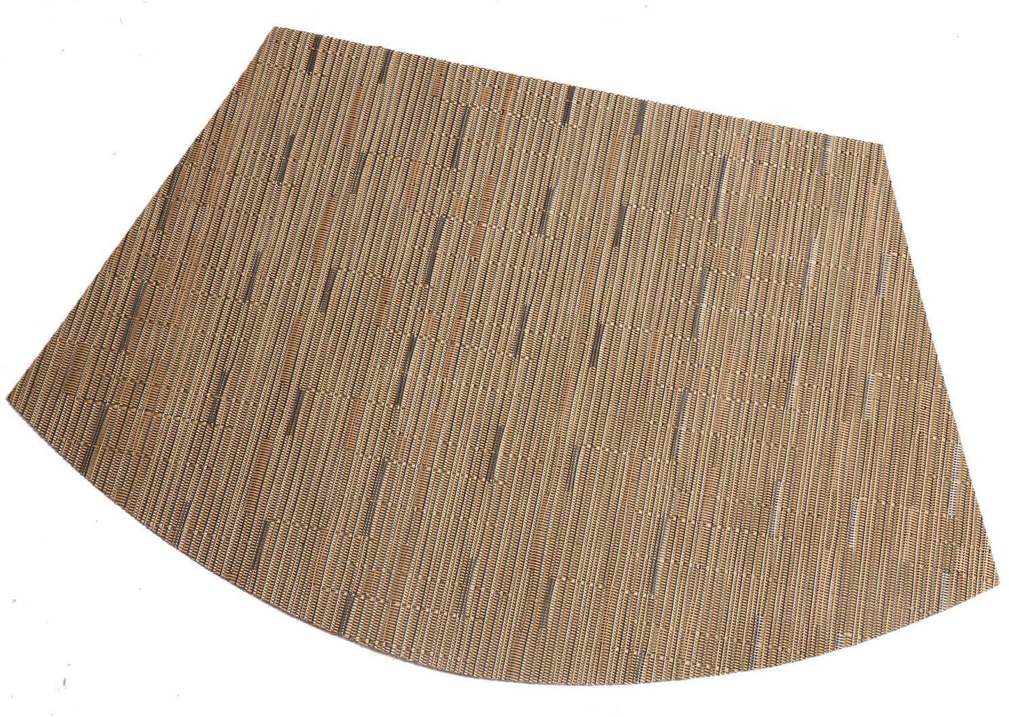 SHACOS Round Table Placemats Set of 4 Wedge Shape Woven Vinyl Place Mats Heat Resistant Wipe Clean Round Table Mats Home Table Decor (4, Tan)