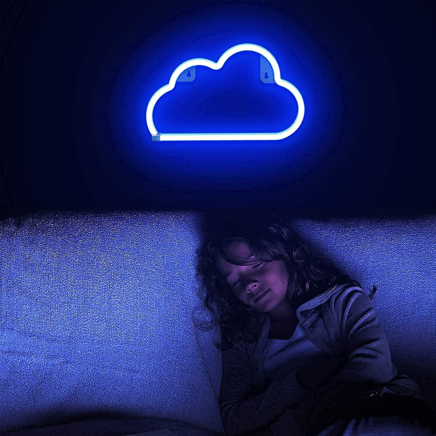 Lumoonosity Cloud Neon Sign, USB Powered Blue Cloud Neon Light with On/Off Switch, Cloud Led Sign for Wall Decor, Aesthetic Hanging Neon Signs, Neon Lights for Bedroom, Living Room, Gaming Room Setup