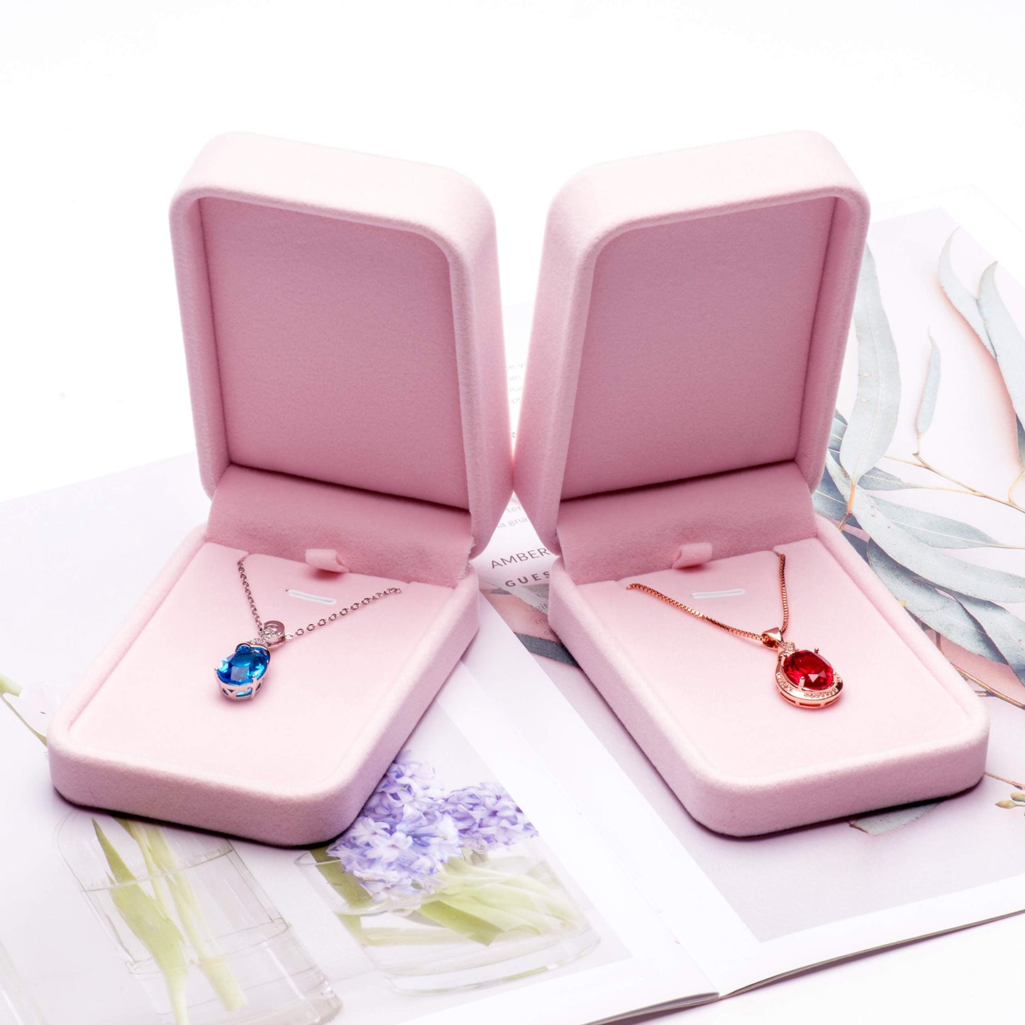 Giftop Classic Velvet Jewelry Gift Box Case for Necklace Pendant (Pink)