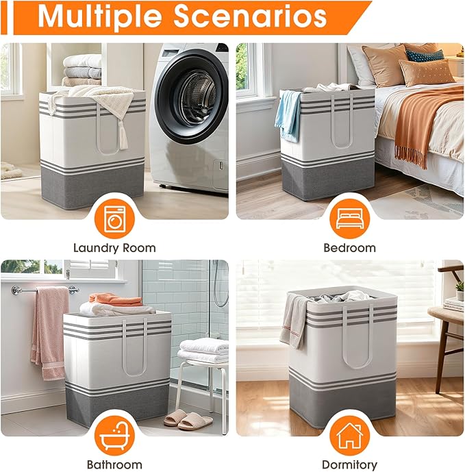 4 Pack Large Laundry Baskets, Laundry Hampers, Freestanding Waterproof