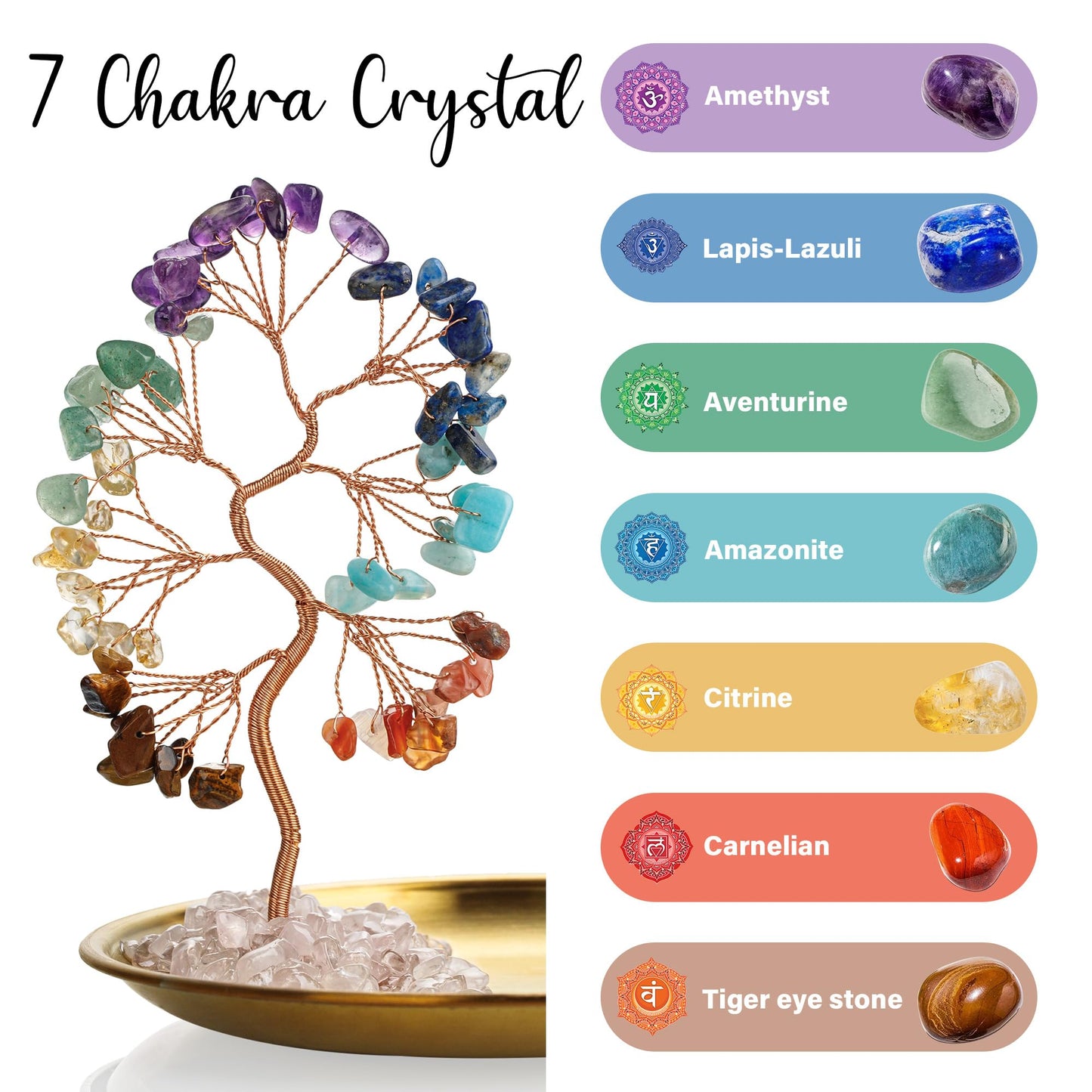 ZenBless 7 Chakra Healing Crystal Tree Ceramic Mother Earth Decor Mother Earth Statues Gifts for Women, Yoga Meditation Zen Spiritual Room Home Shelf Decor Feng Shui Good Lucky