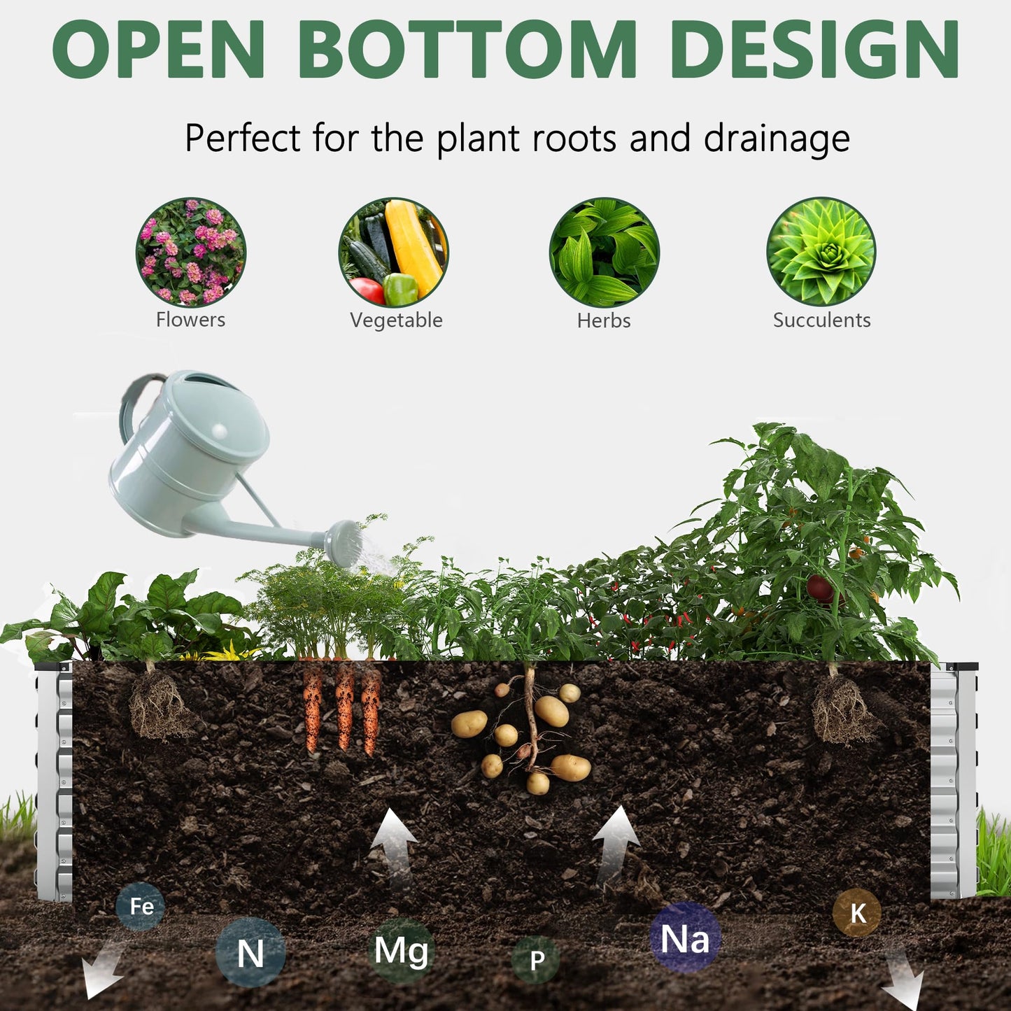 FOOWIN Raised Garden Bed with Arch Trellis for Climbing Plants,Galvanized Raised Garden Bed,Planter Boxes Outdoor for Vegetables Flowers Herb,478 Gallon Capacity Silver
