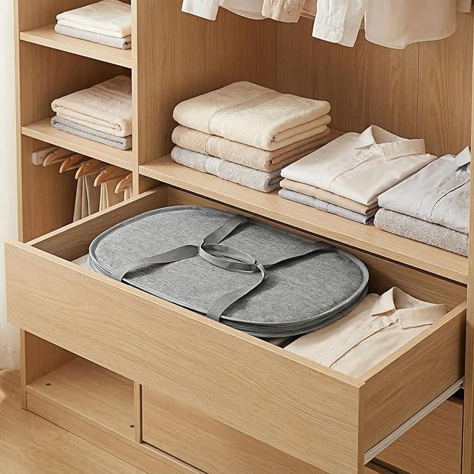 Foldable Laundry Basket with Lid, Oxford Cloth Reinforced Steel Ring