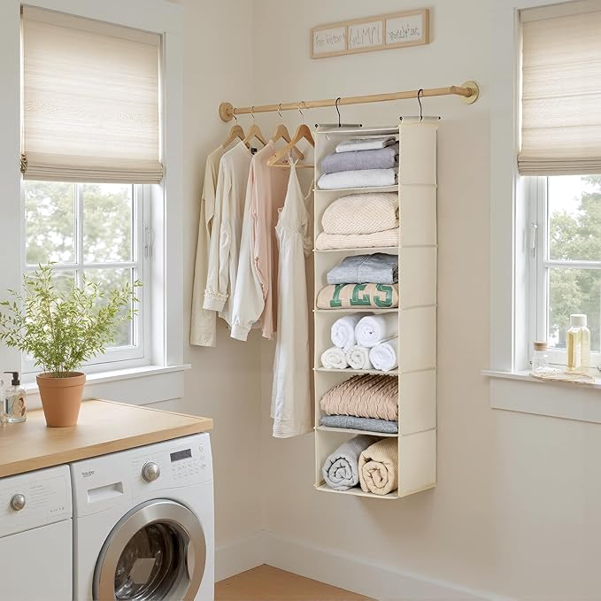 GRANNY SAYS 6 Shelf Hanging Closet Organizers and Storage, Collapsible Closet