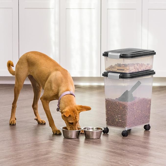 IRIS USA Dog Food Storage Container, 30 lbs & 11 lbs Combo, Cat Food Storage