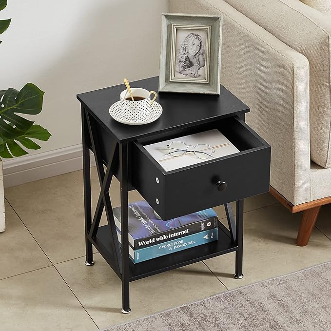 VECELO Nightstands Set of 2, Modern Bedside End Tables, Night Stands