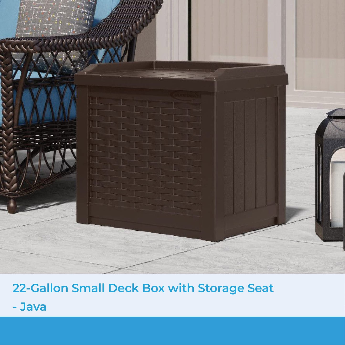 Suncast 22 Gallon Small Resin Storage Seat, Java, SSW600J