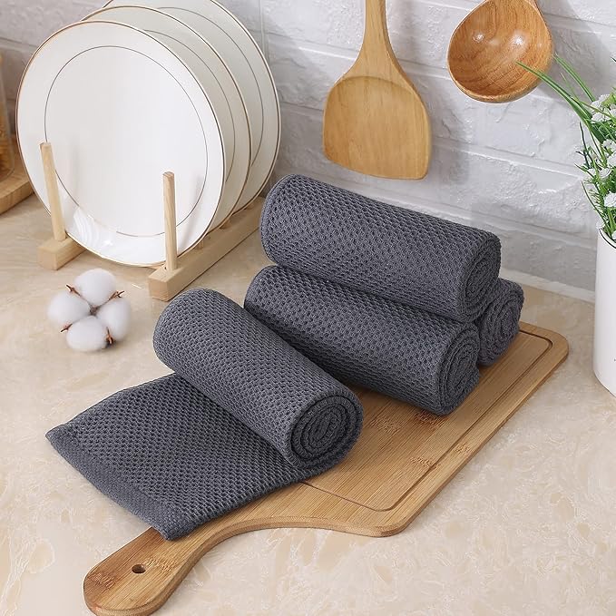 Kitinjoy 100% Cotton Waffle Weave Kitchen Towels, Kitchen Hand Towels, 13 in x