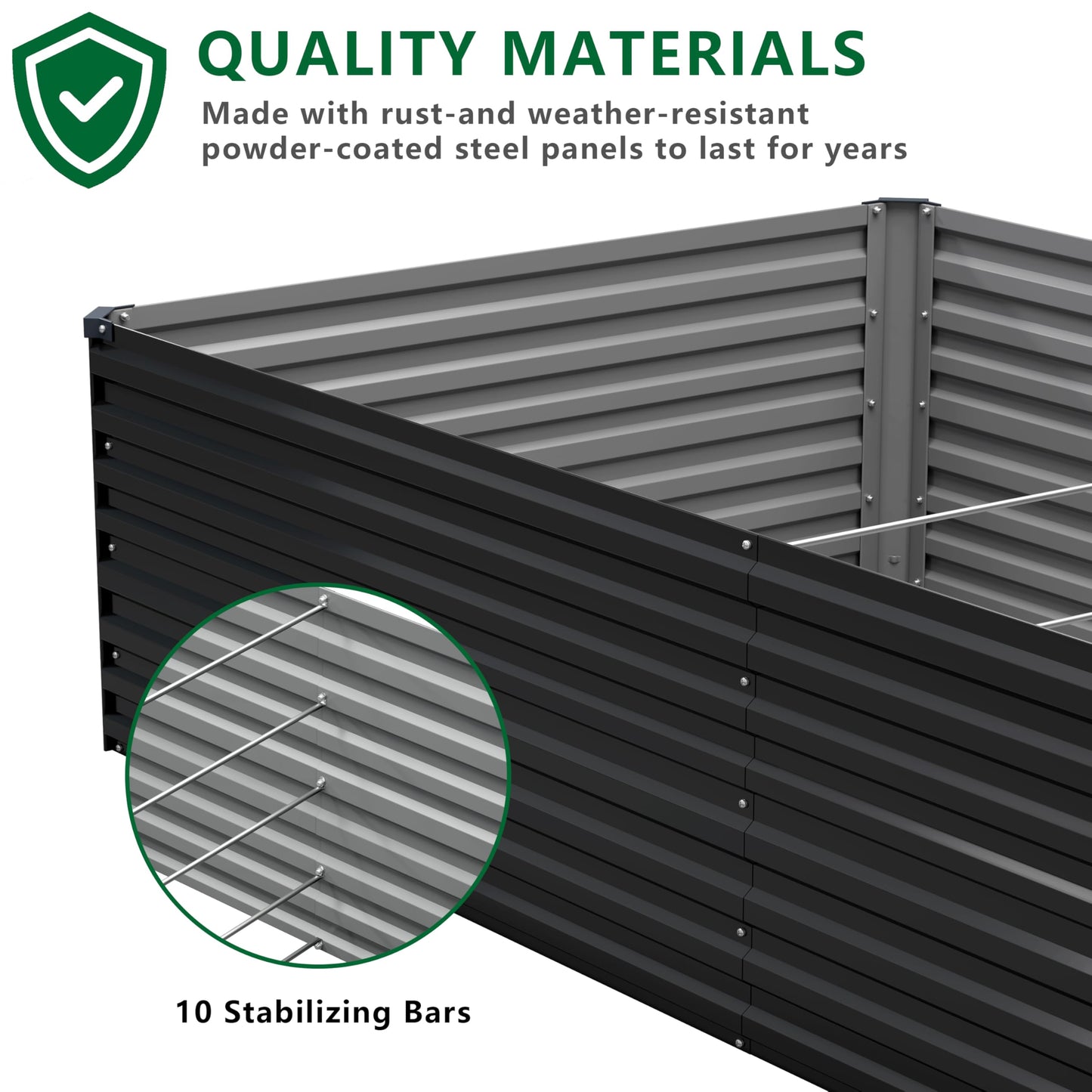 DIIYIV Galvanized Raised Garden Bed Kit Outdoor Patio,12x4x2ft Large Rectangular Metal Planter Boxes,Deep Root Box Planter for Gardening,Vegetables,Flowers,Herbs-Black