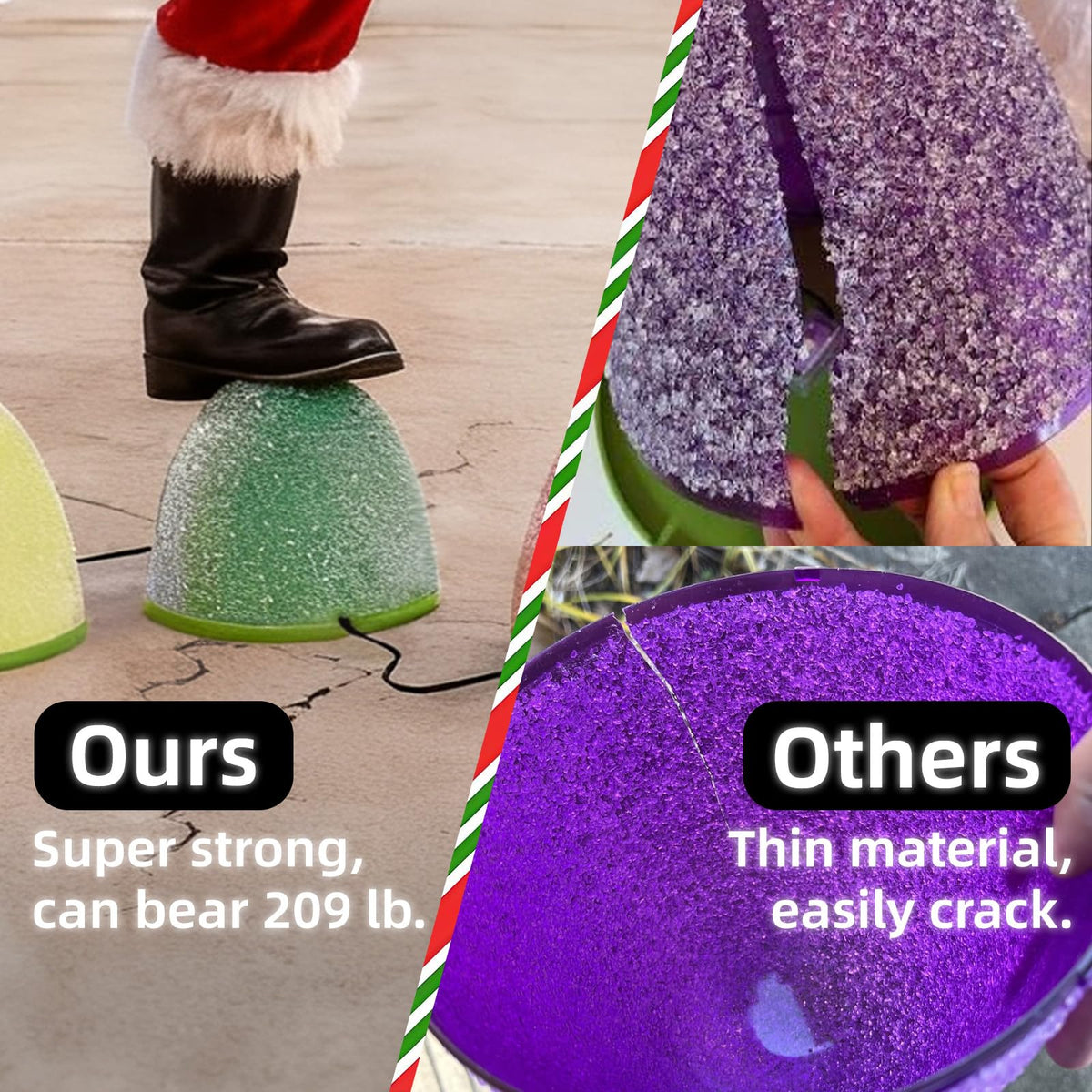 Illuminated Gumdrop Christmas Pathway Lights Outdoor Decorations, Connectable 4Pcs Light Up Gum Drop with Timer for Yard, Cute Holiday Christmas Outside Decor for Porch,Walkway, Gingerbread Theme